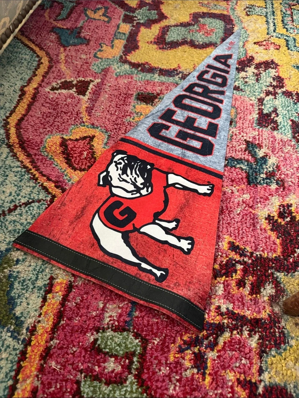 Red Georgia BullDogs College Pennant Flag